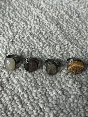 Set of 4 semi precious stone rings